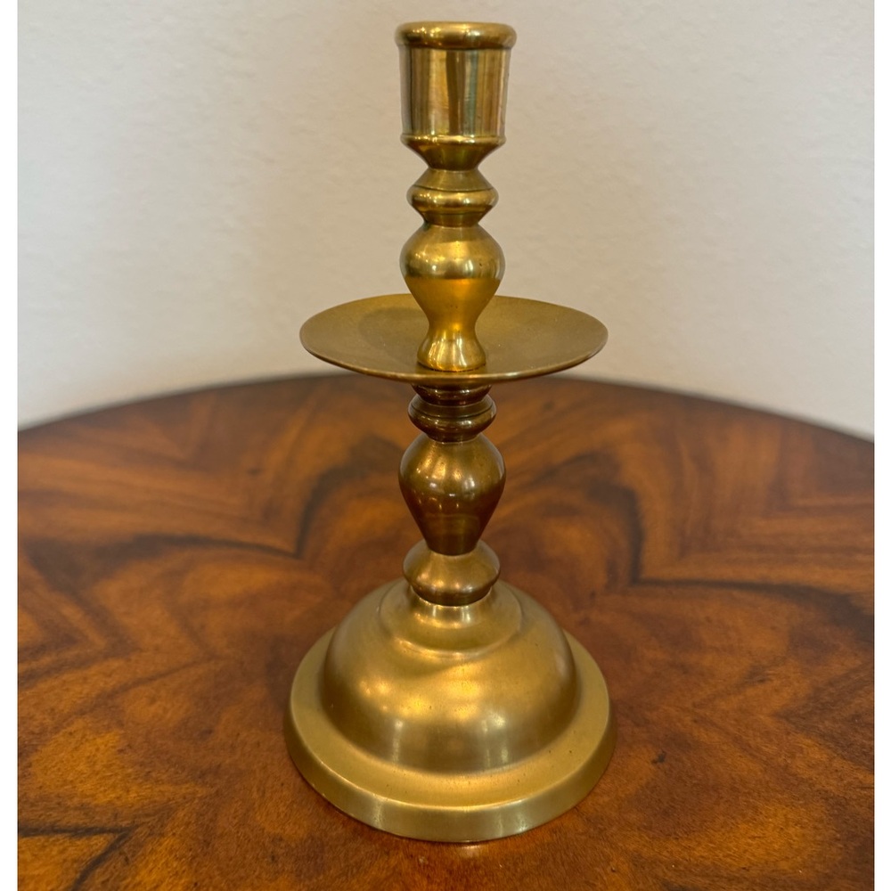 Antique Rare Solid Brass Sand Cast Finnish Handmade Candle Holder